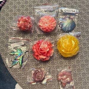 Pink and Yellow Flower Hair Accessories Set